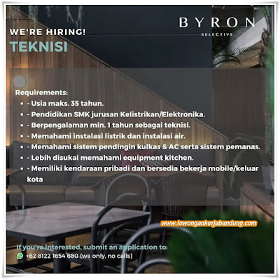 Lowongan Kerja Teknisi Byron Selective Bandung