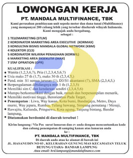 Bursa Kerja di PT. Mandala Multifinance, Tbk