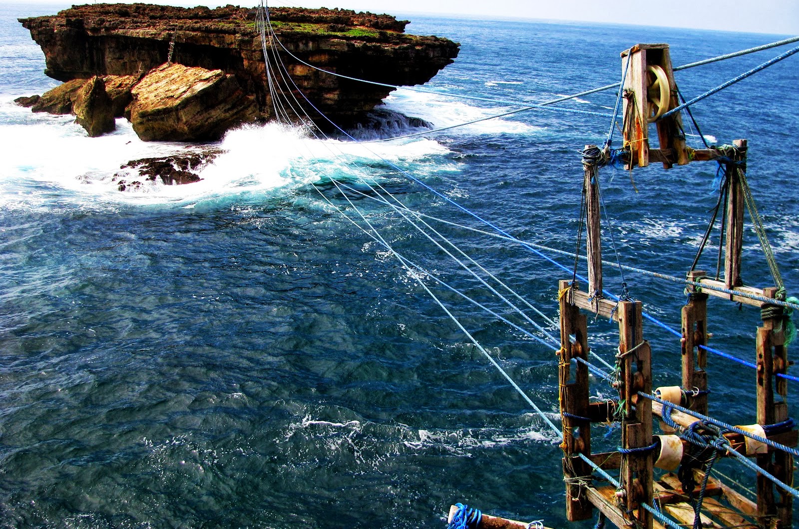 negaranegiri Naik Gondola  di Pantai  Timang  Gunung Kidul 