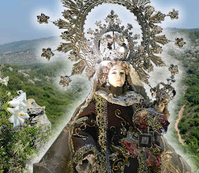 Nossa Senhora do Carmo, Filipinas. Fundo: Monte Carmelo