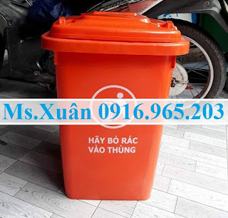 bán thùng đựng rác thải tại công ty sản xuất loại 60l màu cam nhựa hd
