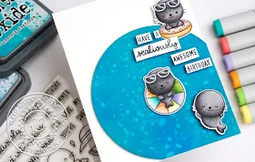 Sunny Studio Stamps: Sealiously Stitched Semi-Circle Dies Birthday Card by Mindy Baxter
