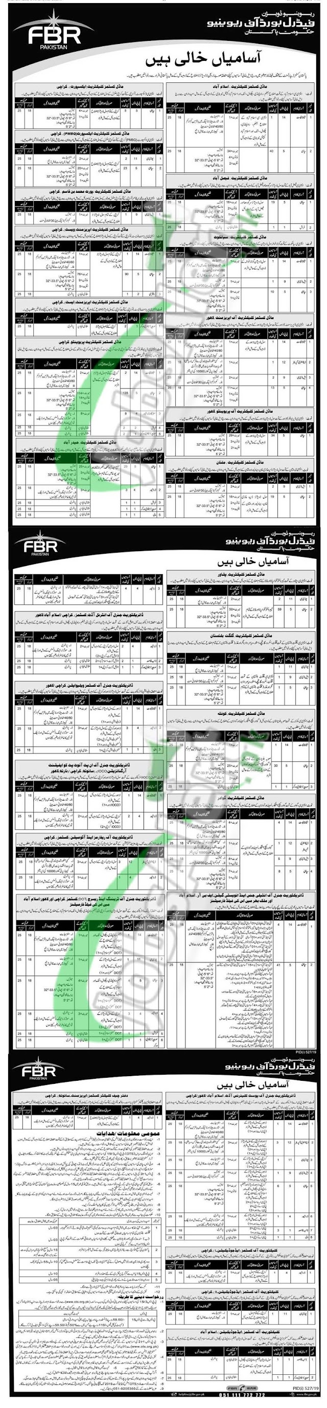 FBR Jobs 2019 Advertisement Latest Federal Board of Revenue Islamabad