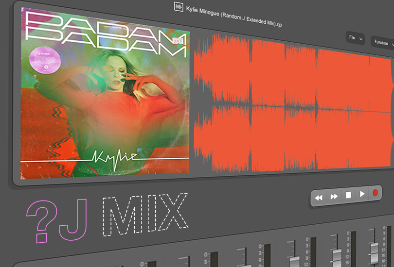 A post header image, featuring the interface of audio editing software, and an image of the cover artwork for my extended mix of Kylie Minogue’s “Padam Padam”.