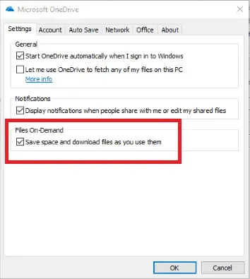 استخدام ميزة OneDrive Files on-Demand