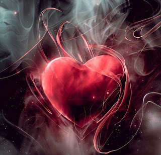 red heart wrapped in smoke, random lines and the universe, messy lines