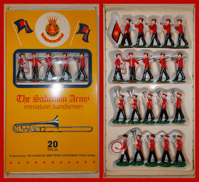 Army Band; Band Master; Bandsmen; Bass Drum; Bugle; Ceremonial Band; Church Army; Drummers; Made in Hong Kong; Military Musicians; Miniature Bandsmen; PVC Plastic Toy Figurines; Sallie Army; Sally Army; Sally Army Musicians; Salvation Army; Salvation Army Band; Salvation Army Ceremonial Bandsmen; Salvation Army Trade Department; Side Drummer; Small Scale World; smallscaleworld.blogspot.com; Standard Bearer; Trade Department Hong Kong'; Trombone; Trumpet; Vintage Plastic Figures; Vintage Toy Figures;