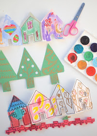 Paper Christmas Village Chains- Fun holiday kids craft