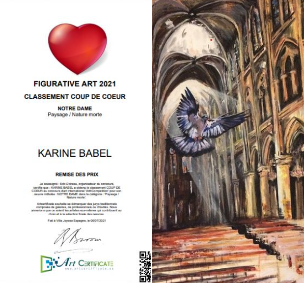 Karine Babel a obtenu le classement coup de coeur pour sa peinture Notre Dame