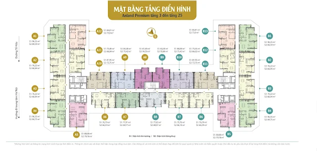 Mặt bằng tầng căn hộ điển hình từ tầng 3 đến 25