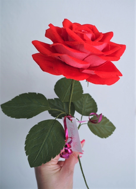 'Sisters'- Crepe Paper pink and Red Garden Roses