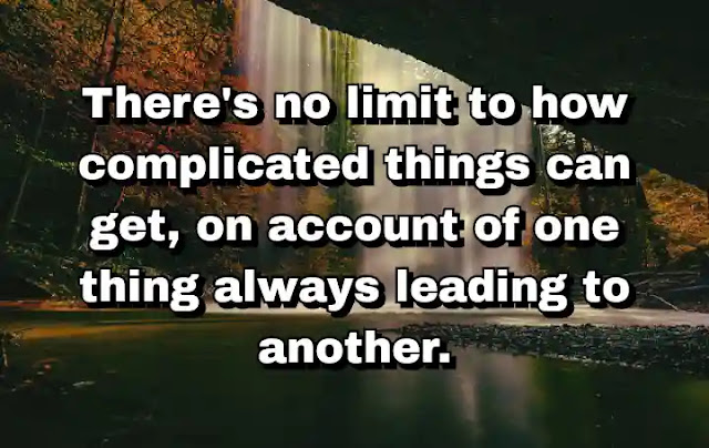 "There's no limit to how complicated things can get, on account of one thing always leading to another." ~ E. B. White