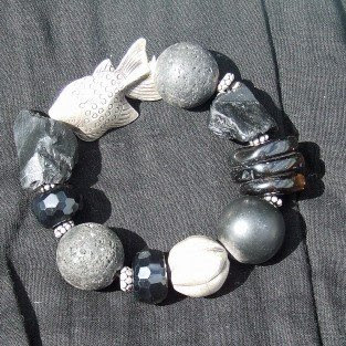 onyx and lava stone bracelet