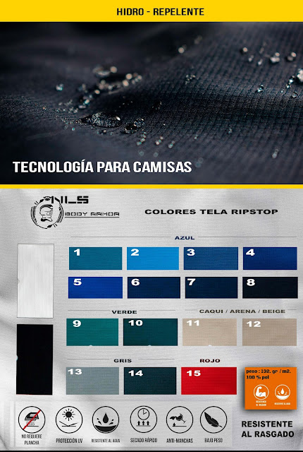 Teleas anti fluido tecnologica para camisa tactica  15 colores