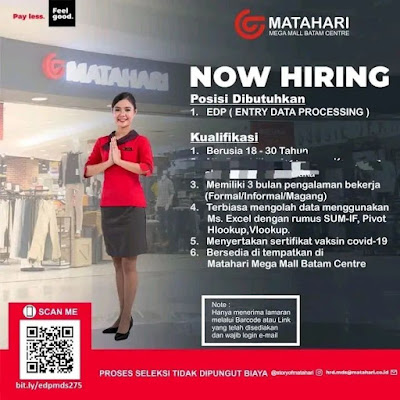 Kerjabatam.com Matahari Department Store Juni 2022