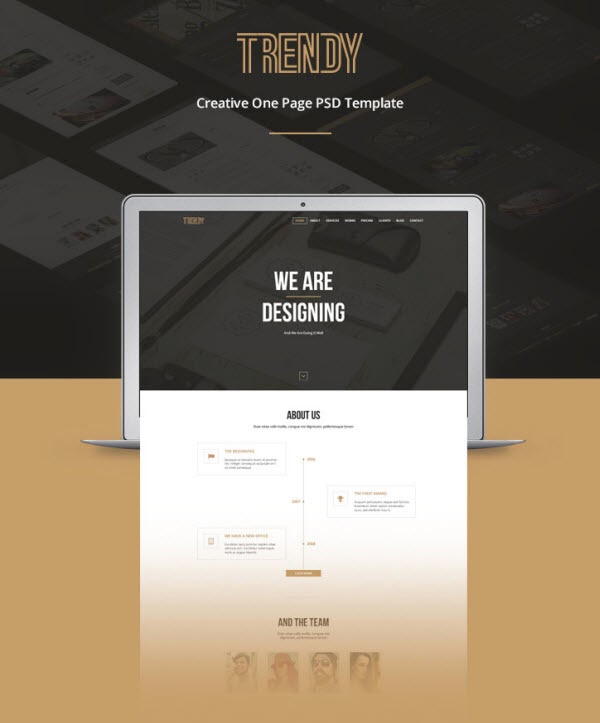 Trendy – Creative One Page PSD Template