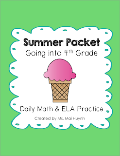 https://www.teacherspayteachers.com/Product/Summer-Packet-Going-into-4th-Grade-1833326