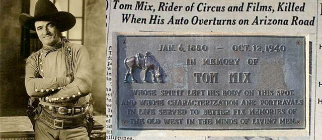 Tom Mix died on a lonely stretch of Arizona highway in the proverbial 