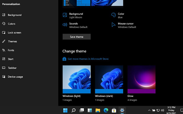 themes and wallpaper in Windows 11