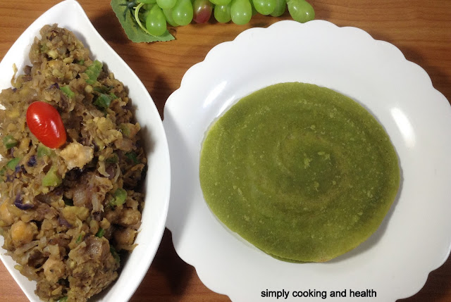 Savoury kale pancake and sweet potato and chickpea filling