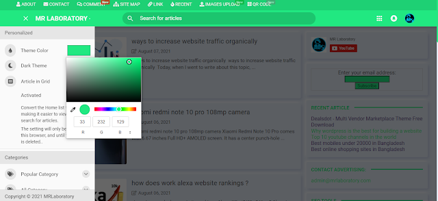 Custom theme color mode on mrlaboratory blogger template