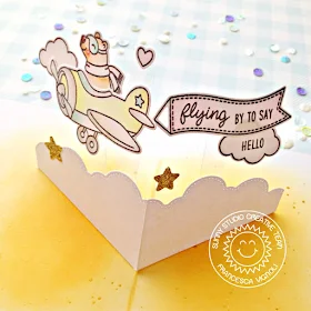 Sunny Studio Stamps: Plane Awesome Fluffy Clouds Border Dies Plane Themed Everyday Card by Franci Vignoli