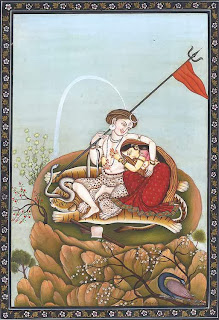 Sati and Shiva in the city of pleasure, Bhogya Pahari miniature 