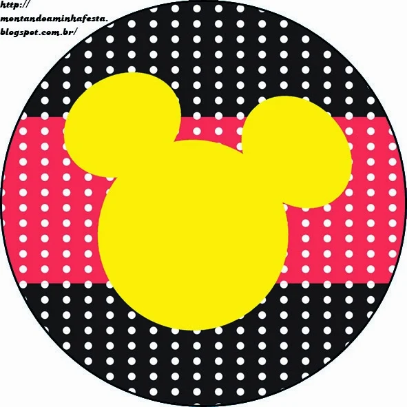 Mickey Red, Black and Yellow Toppers or Free Printable Candy Bar Labels.