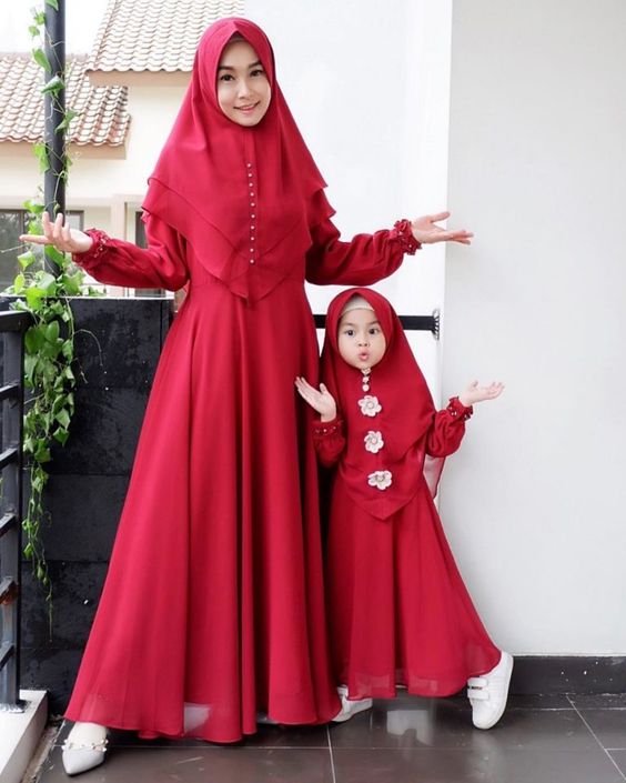 15 Model  Baju  Gamis  Couple Ibu dan Anak Untuk  Lebaran  2019 