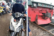 Viral Pengendara Motor Terobos Perlintasan KA dan Tabrak Lokomotif, Begini Kronologinya