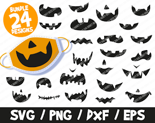 Jack O Lantern SVG Bundle, Jack-O'-Lantern Smile Face Mask, Halloween SVG, Halloween Face Mask, Smile Nose SVG Mask, Halloween Mask Diy Mask