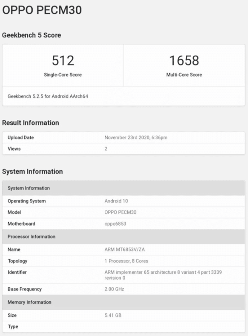 Here is the Geekbench results