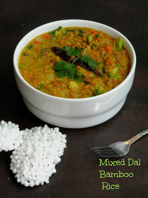 Mixed Dal Bamboo Rice,Kadhamba Moongil Sadham