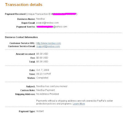 neobux ptc paid to click Paypal payment proof