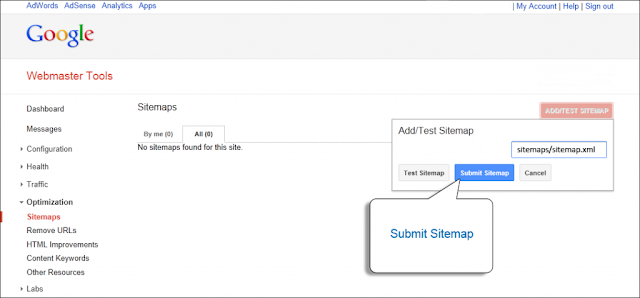 Submit your website's sitemap to Google