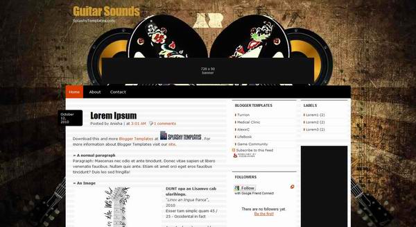 Template Name : Guitar-Sounds Blogger Templates--> Download Templates