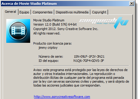 SONY Movie Studio Platinum Versión 12.0.575 Español 1 Link 2012