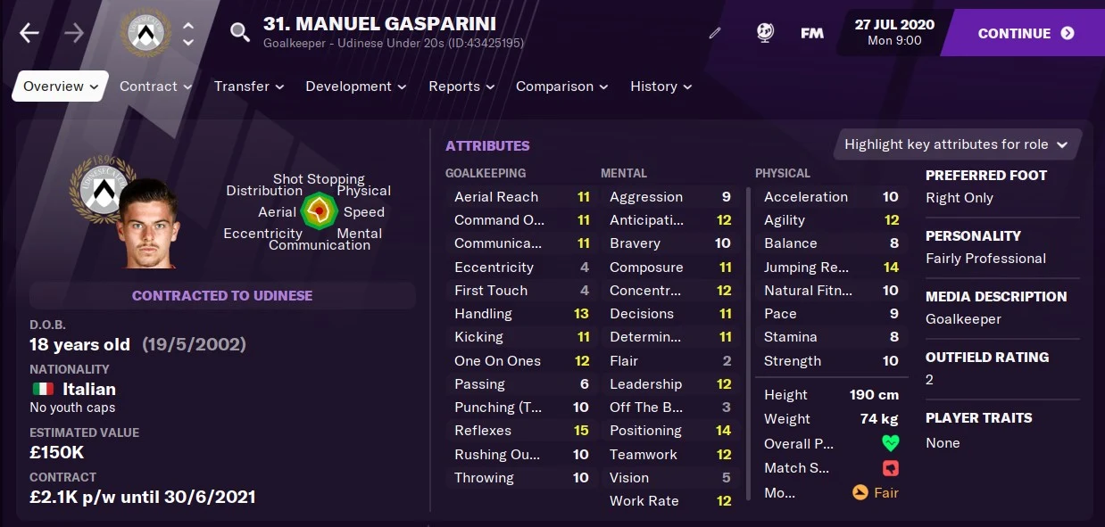 Manuel Gasparini Football Manager 2021