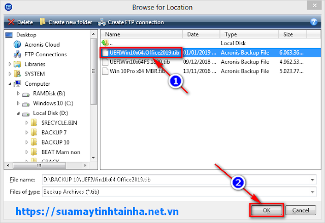 Chọn đến file TIB