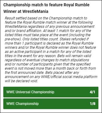 WWE Royal Rumble 2018 - Championship Betting For Men