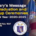 Secretary’s Message on the Graduation and Moving-up Ceremonies for School Year 2020-2021