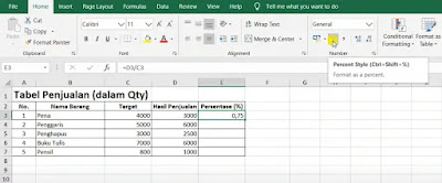 Cara Menghitung Persen di Microsoft Excel