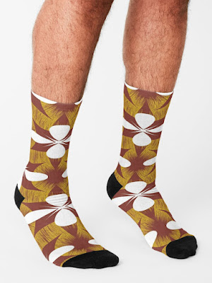 Red, Yellow, and White Seamless Floral Pattern Socks