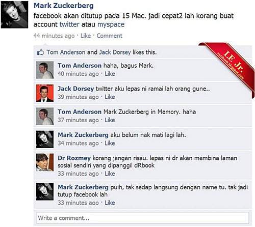 Lawak Facebook : Mark Zuckeberg  Himpunan Koleksi Lawak Best