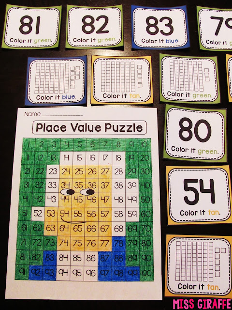 George Washington place value puzzle to practice numbers on the 120 chart and other fun Presidents' Day math and literacy activities