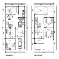 Gambar Desain Denah Rumah Tingkat type 45