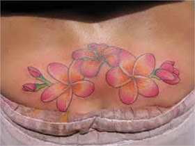 Lower Back Pink Plumeria Tattoo