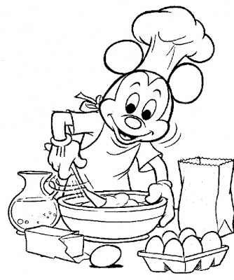 Mickey Mouse and Minnie Mouse Cooking Coloring Pages