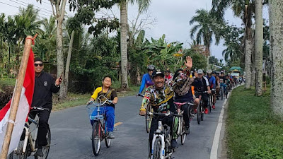 Keseruan Ratusan Warga Sui Pinyuh Sepeda Santai Bersama Camat dan Forkopicam