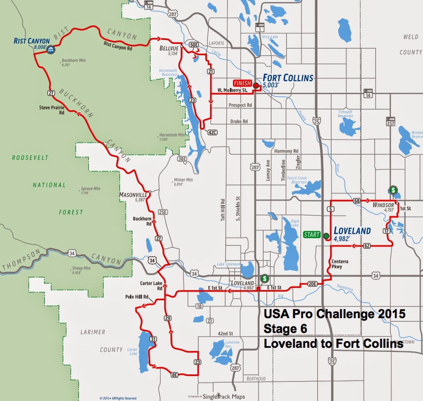 USA Pro Challenge Stage 6 route map 2015